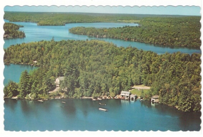 Rockwynn Lodge, Lake Cecebe, Burks Falls, Ontario, 1969 Aerial View Postcard