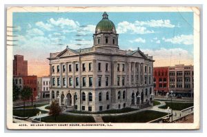 McLean County Courthouse Bloomington Illinois IL WB Postcard W7