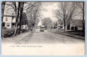 SOUTHINGTON CONNECTICUT*CT*MAIN STREET TROLLEY CAR ROTOGRAPH Pre-1908 POSTCARD