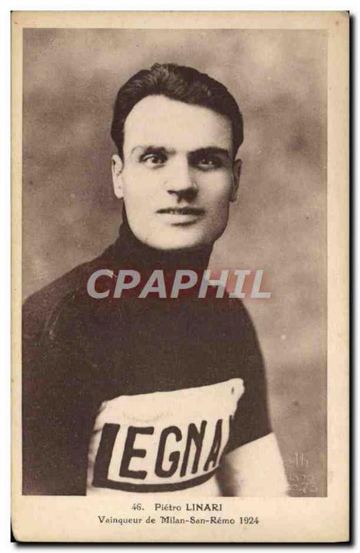 Postcard Old Bike Cycle Cycling Pietro Linari winner of Milan-San Remo 1914