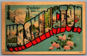 Postcard c1952 Greetings From Washington Large Letter Multi View Scenic