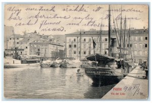 c1910 Ship Scene Via Del Lido Fiume Rijeka Croatia Posted Antique Postcard