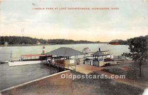 Lincoln Park at Lake Quinsigamond Worcester, MA, USA 1911 small paper chip ri...