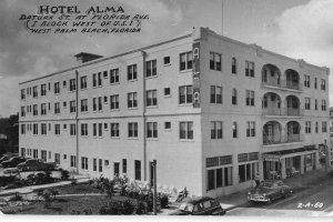 West Palm Beach Florida birds eye view Hotel Alma real photo pc BB3509