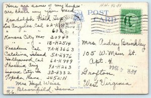 Large Letter Linen LAKE TAHOE, NV-CA Nevada California 1944 Scenic View Postcard