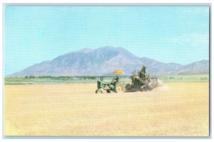 c1960 Mt. Nebo Tractor Exterior Field Grains Nephi Utah Vintage Antique Postcard