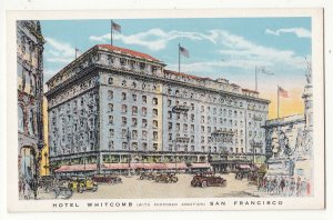 P3317 JL old postcard busy traffic people hotel whitcomb san francisco calif