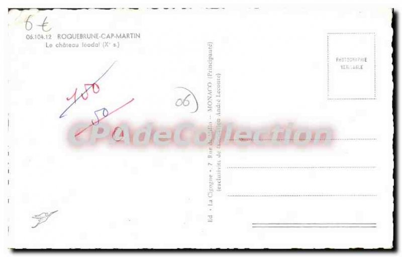 Old Postcard Roquebrune Cap Martin Castle