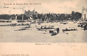 Buenos Aires Argentina Regatas en el Tigre Scenic View Antique Postcard J66494