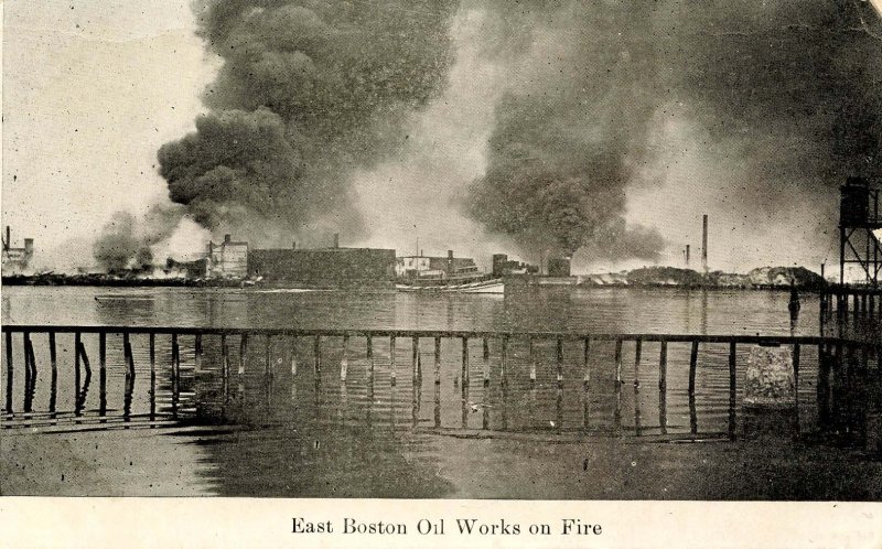 MA - East Boston. Oil Works on Fire circa 1908