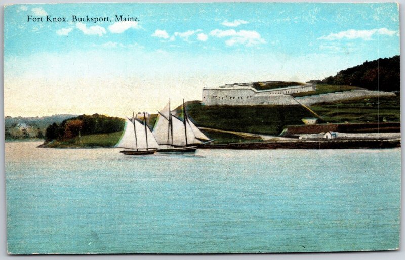 Bucksport Maine, Fort Knox, Sea Ocean, Sailing Boats, Nature, Vintage Postcard