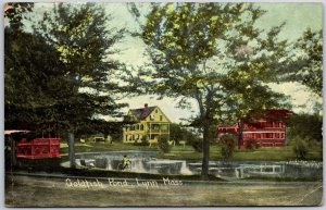 1912 Goldfish Pond Lynn Massachusetts MA Park Buildings Posted Postcard