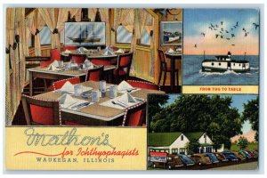 1958 Mathon's Waukegan Glenview Illinois IL Multiview Posted Vintage Postcard