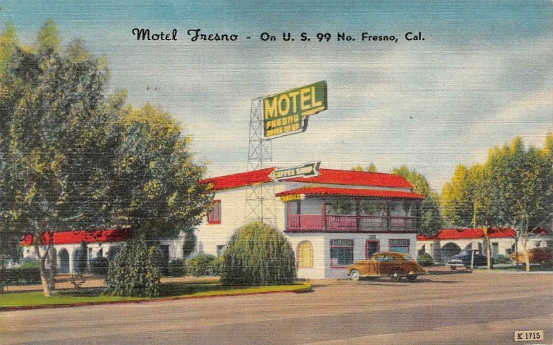 FRESNO, California CA ~   MOTEL FRESNO & Coffee Shop  ROADSIDE  Linen Postcard