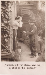 Chimney Sweep Wants Sewing Lesson Antique Comic Real Photo Postcard