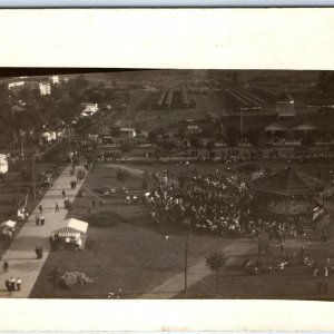 c1910s St Paul, MN RPPC State Fair Birds Eye Crowd Photo Street Car Barn PC A173