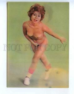 241413 JAPAN Semi-nude girl beauty bowling Old 3-D postcard