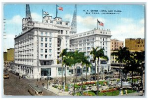 1945 US Grant Hotel & Plaza Restaurant Building San Diego California CA Postcard