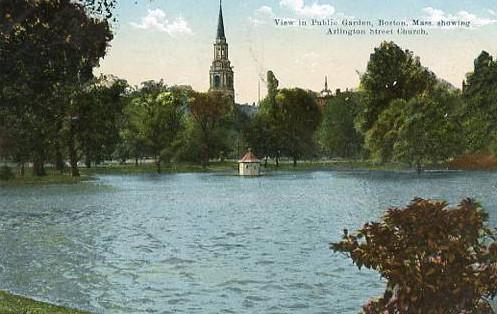 MA - Boston. Public Garden & Arlington Street Church