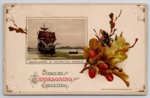 John Winsch Thanksgiving Greeting Mayflower Plymouth Harbor Postcard V22