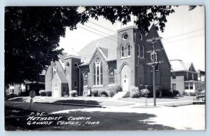 Grundy Center Iowa IA Postcard RPPC Photo Methodist Church c1940's Vintage