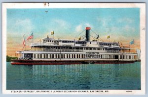 1920's TOLCHESTER EXPRESS BALTIMORE'S LARGEST EXCURSION STEAMER POSTCARD