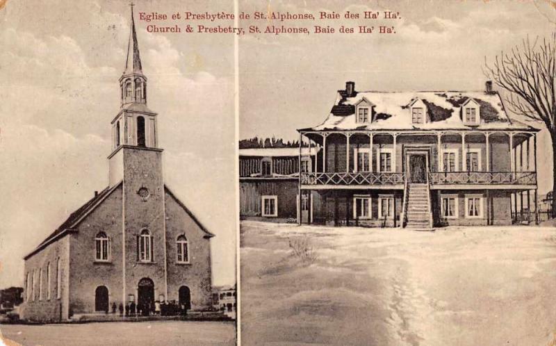 St Alphonse Quebec Canada Church and Presbetry Vintage Postcard J926569