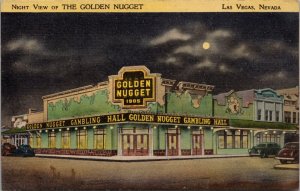 Night View of the Golden Nugget Las Vegas Nevada Postcard PC491/2