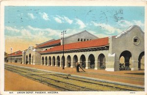 H93/ Phoenix  Postcard c1930 Union Railroad Depot 4