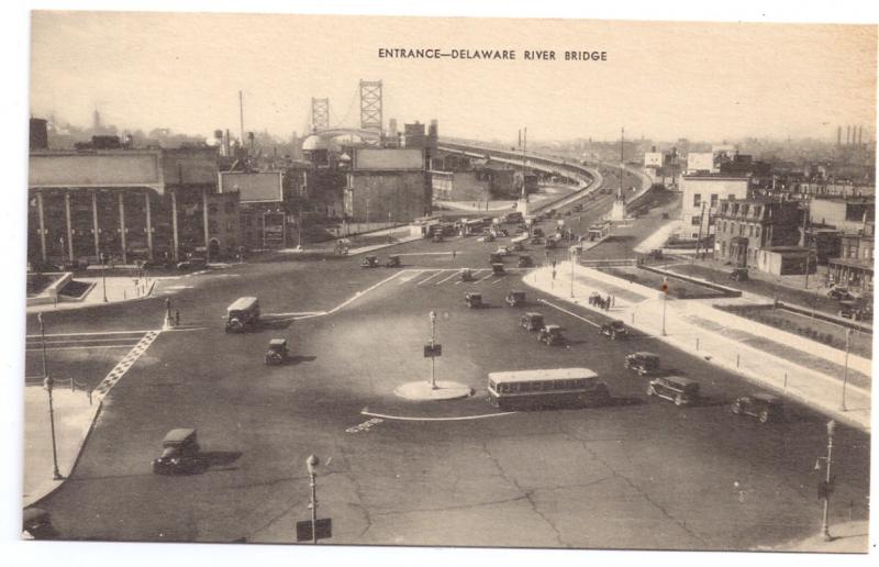 Philadelphia PA Postcard Delaware River Ben Franklin Bridge ca 1920s Vintage