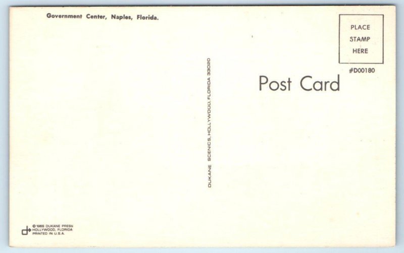 NAPLES, Florida FL ~ GOVERNMENT CENTER Collier County 1969  Postcard