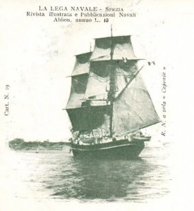 Postcard Italian Royal Navy Capraia Sailing Ship Island