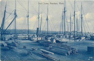 Postcard C-1910 Washington Aberdeen Dock Scene Pacific Novelty Broadway WA24-105