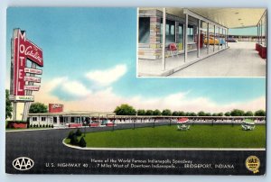 Bridgeport Indiana IN Postcard The Catalina Motel Exterior Roadside Scene c1940s