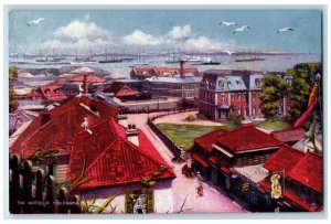 c1910 The Harbour Buildings Steamers Yokohama Japan Oilette Tuck Art Postcard