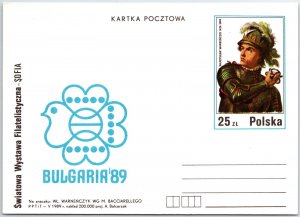 VINTAGE CONTINENTAL SIZE POSTCARD POLISH POSTAL SERVICES AT BULGARIA '89