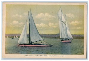 c1930's Yachting Hamilton Bay Hamilton Ontario Canada Vintage Postcard