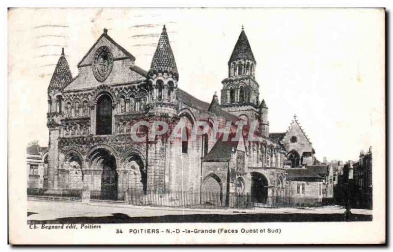 Old Postcard Poitiers Great (West and South Sides)