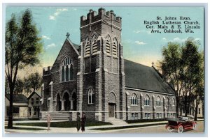 Oshkosh WI Postcard St. Johns Evan. English Lutheran Church Cor Main & E Lincoln