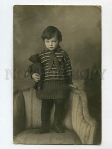 3083356 Lovely GIRL w/ TEDDY BEAR Toy Vintage REAL PHOTO Russia