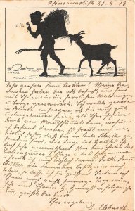 Lot168 germany postcard  artist signed carus silhouette boya and goat biefeld