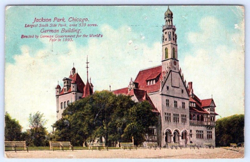 1910 JACKSON PARK CHICAGO GERMAN BUILDING ERECTED FOR THE WORLD'S FAIR 1893