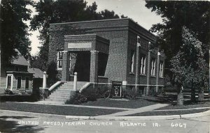 RPPC ATLANTIC, Iowa IA ~ UNITED PRESBYTERIAN CHURCH 1940s Cass County Postcard