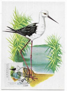 Portugal Black Winged Stilt Bird Tejo Estuary Nature Reserve Scott 1545 FDC Maxi