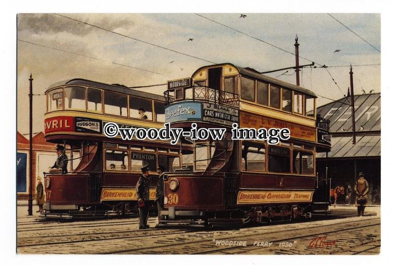 tm6144 - Birkenhead Trams to Woodside Ferry 1930, Artist - G.S.Cooper - postcard