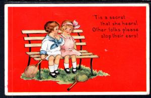 Tis a Secret,Boy and Girl on Bench,Romance