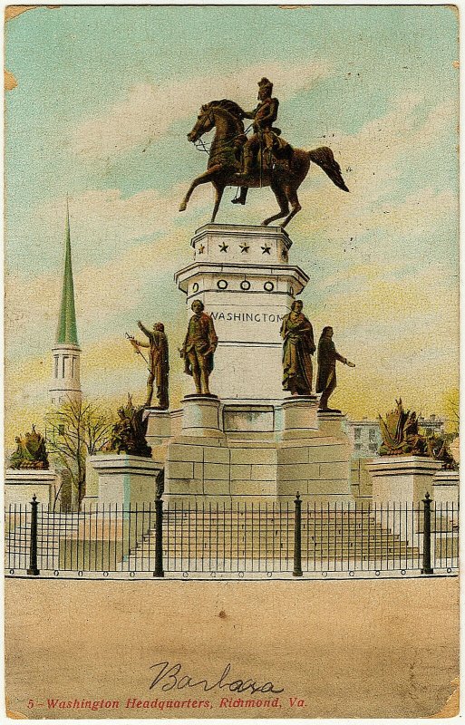 1909 Richmond VA George Washington Monument Headquarters MISTAKE RARE Postcard 