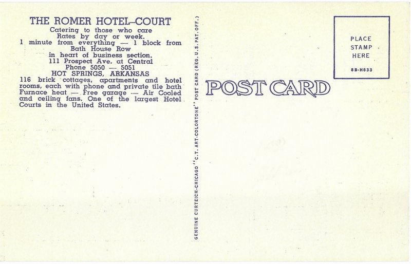 The Romer Hotel Court 111 Prospect Ave Hot Springs National Park Arkansas