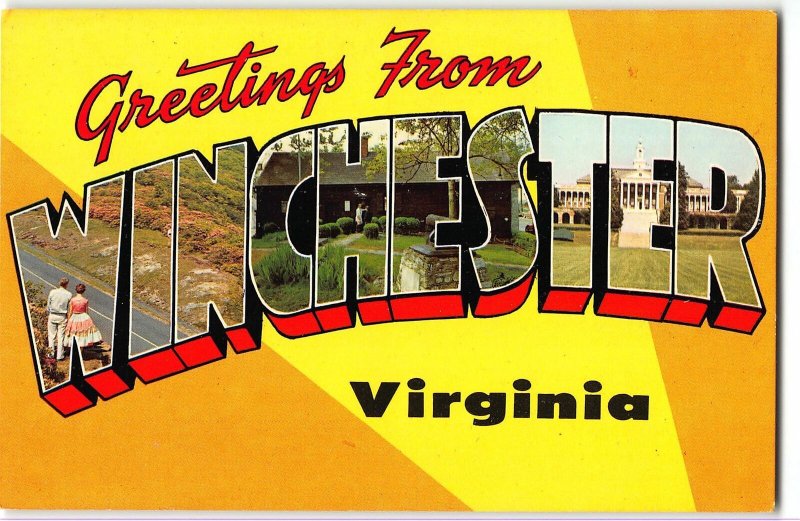 WINCHESTER, VIRGINIA Large Letter Chrome Postcard - c1950s, Lusterchrome