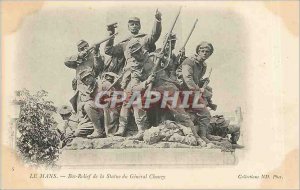 Old Postcard Le Mans Low Relief Statue of the General Chanzy
